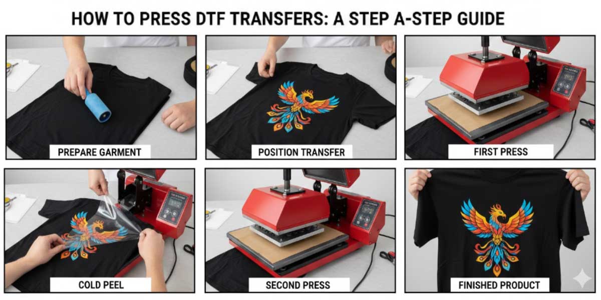 DTF transfer printing process illustration for beginners