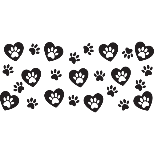 Custom UV DTF Printing for Glass Tumblers - HEART PAW - High-Quality Personalized Printing Solutions