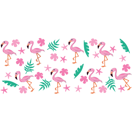 FLAMINGO Glass Tumbler UV DTF Printing - Custom Cups Design