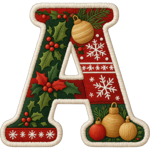 Christmas A Alphabet Doodles for DTF Printing - Custom Alphabet Designs