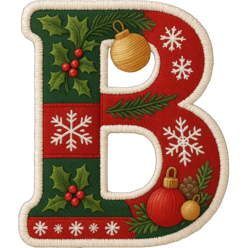 Christmas B Alphabet Doodles for DTF Printing - Unique Designs in Alphabet Category