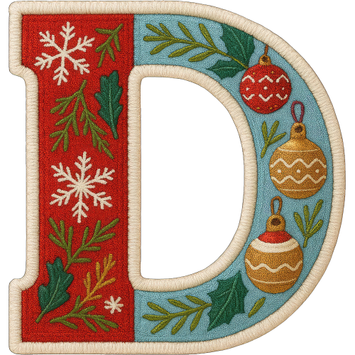 Christmas D Alphabet Doodles for DTF Printing Service - Custom Alphabet Projects