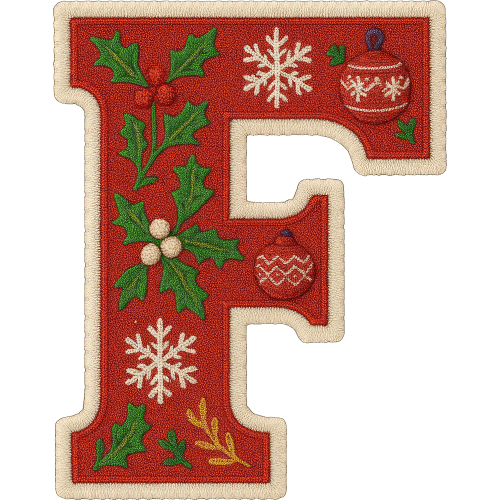 Christmas F Alphabet Doodles DTF Printing Service Custom Prints