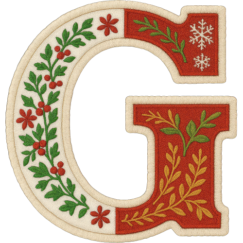 Christmas G Alphabet Doodles DTF Printing Service Custom Designs