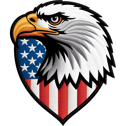 American Eagle Flag Patch Embroidery - Animal Lover DTF Print Design