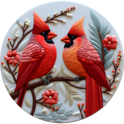 Cardinals Christmas Ornaments for Animal Lovers - DTF Print Design