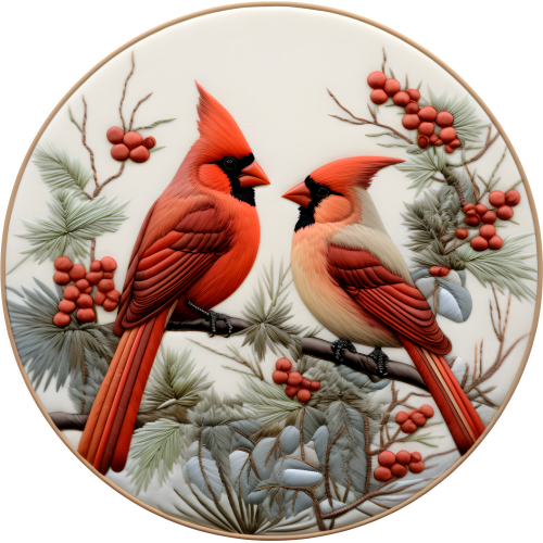 Custom Cardinals Christmas Ornaments for Animal Lovers - DTF Printing Design