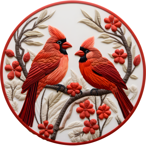 Cardinals Christmas Ornaments - Animal Lover DTF Print Design - Holiday Decor