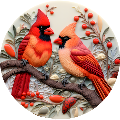 Cardinals Christmas Ornaments - Animal Lover DTF Print Design for Fabric
