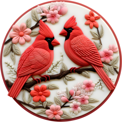 Custom DTF Printed Cardinals Christmas Ornaments with Animal Lover Design
