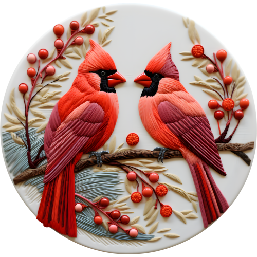 Cardinals Christmas Ornaments with animal lover design for fabric DTF print