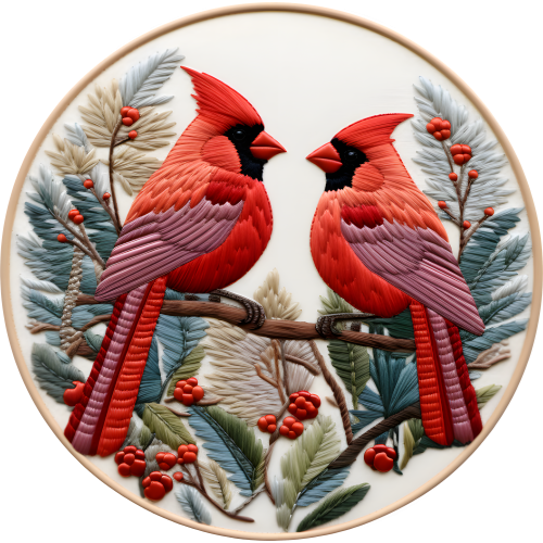 Custom Cardinals Christmas Ornaments DTF printed design on fabric