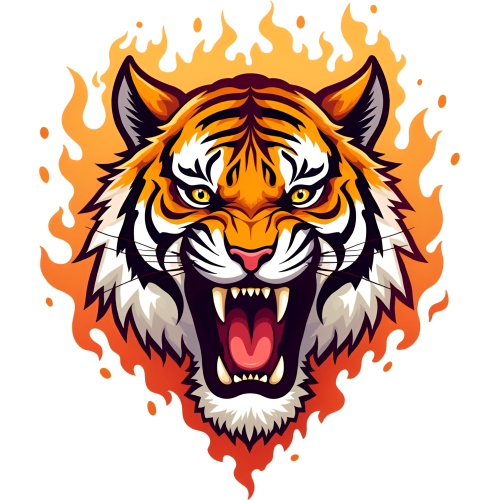 Angry Tiger DTF Sticker on Animal Fabric Design