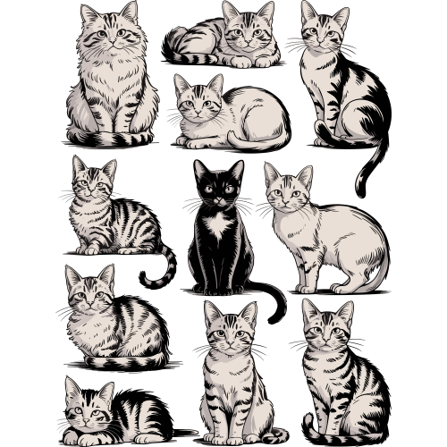Cats 90s Vintage Aesthetics DTF sticker with animal fabric design