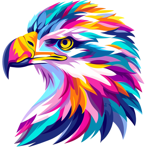 Colorful Eagle Animal Fabric DTF Sticker Design for Custom Printing