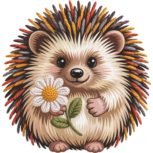 Hedgehog Faux Chenille DTF Sticker - Animal Fabric Design