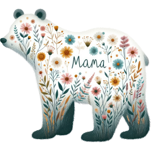 Little Floral Polar Bear DTF Sticker Animal Fabric Design