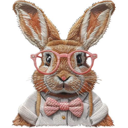 Retro Easter Bunny Animal Fabric DTF Sticker - Custom Printing for DIY projects