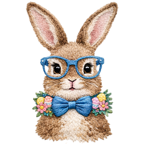Retro Easter Bunny Animal Fabric DTF Sticker - Custom Printing - Personalized Artwork
