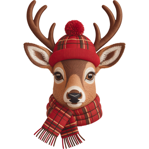 Winter Deer Animal Fabric DTF Sticker - Custom Printing Design