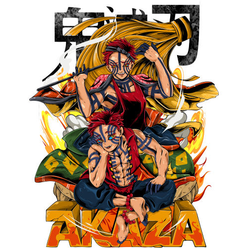 Custom DTF Printed Akaza Demon Slayer Anime T-Shirt - High-quality and vibrant designs for streetwear enthusiasts