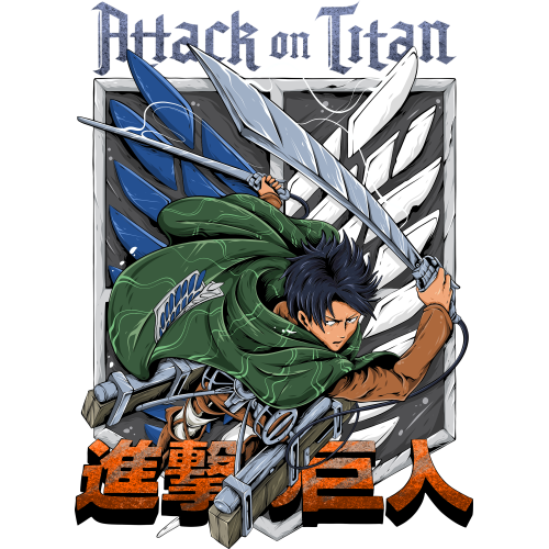 Anime DTF T-Shirt Prints featuring Attack on Titans Fighter design