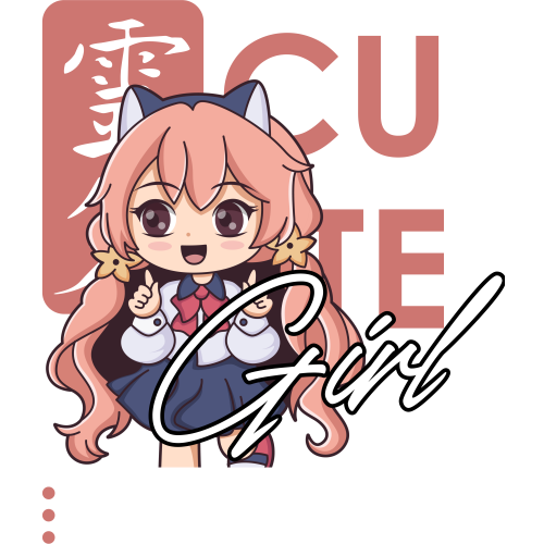 Illustrated Cute Girl Anime DTF T-Shirt Prints - High-Quality Custom Designs