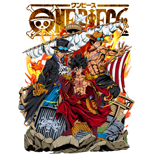 Luffi with the Brothers Onepiece Anime DTF T-Shirt Print - Streetwear Collection