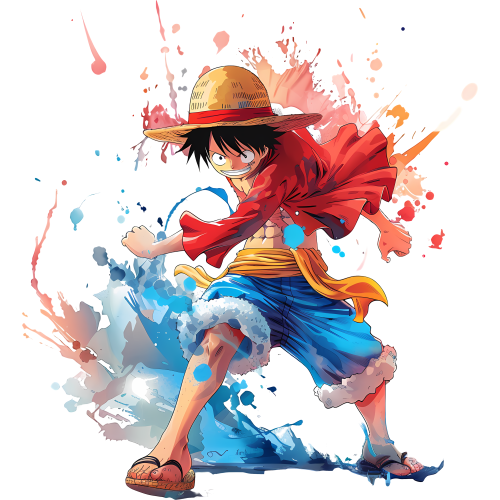 Anime DTF t-shirt featuring Monkey D. Luff character in vibrant custom design