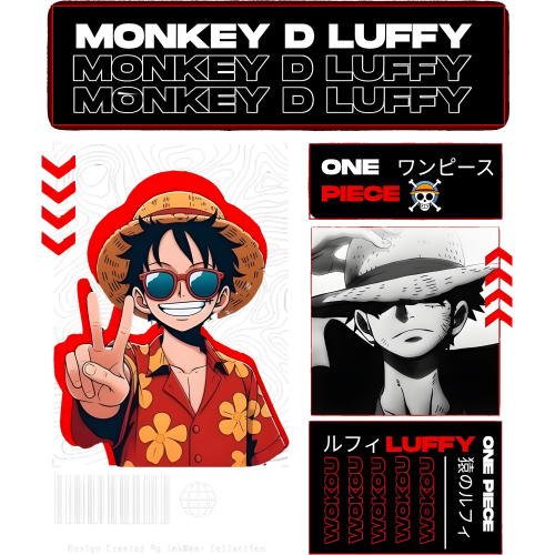 High-quality Anime DTF t-shirt print featuring Monkey D Luffy character