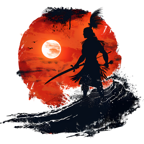 Custom Samurai sunset Anime DTF t-shirt print design for streetwear