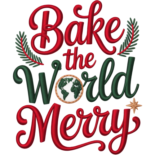 Bake the World Merry DTF Ink Transfer for Fabric - Christmas Category