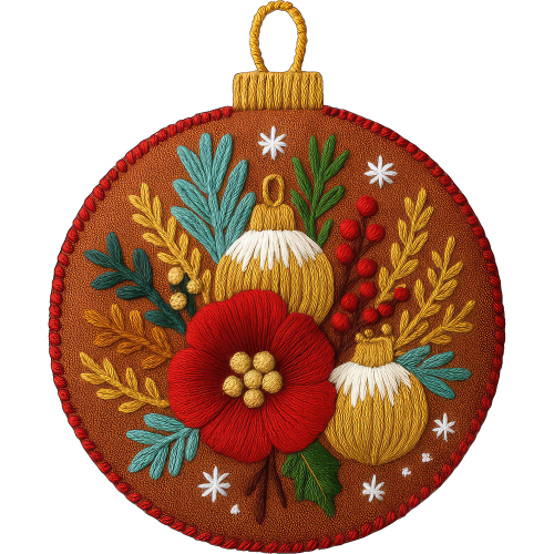 Custom Christmas bauble motifs printed with DTF ink transfer for fabric