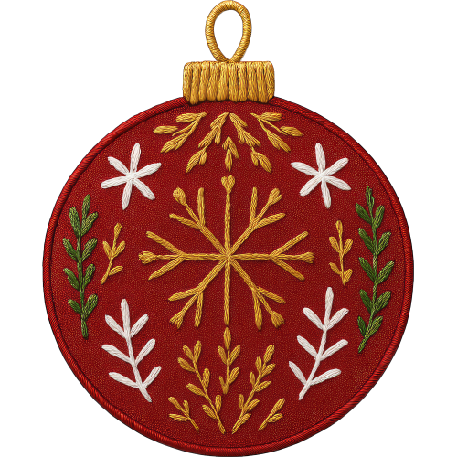 Christmas bauble with winter botanical motifs - Christmas DTF Printing