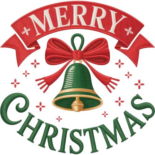 Christmas bell DTF ink transfer for fabric - Custom printing design