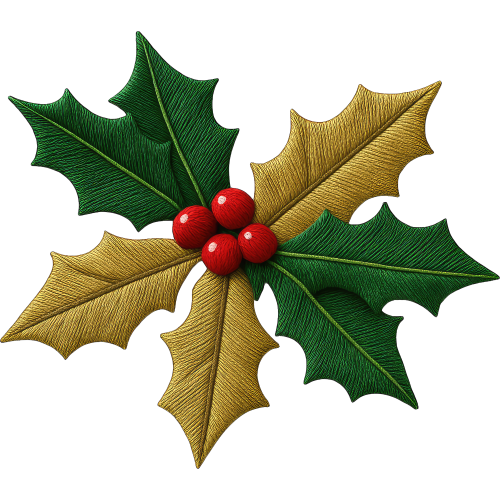 Christmas Holly Bush DTF Ink Transfer for Fabric - Custom Printing Solution