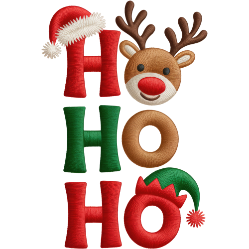 Christmas Theme HO HO HO DTF Ink Transfer for Fabric - Custom Printing Design