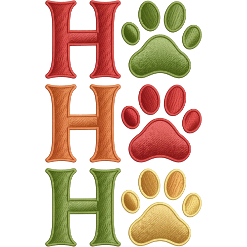 H Paw Dog Footprint DTF Ink Transfer for Fabric - Christmas - Custom Printing