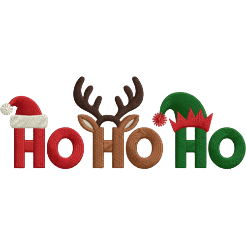 Ho Ho Ho Christmas Greeting Typography DTF Ink Transfer for Fabric