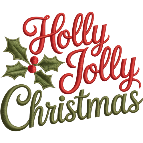 Merry Christmas Saying Holly Jolly DTF Ink Transfer for Fabric - Custom Printing