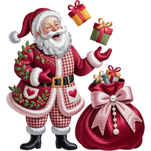 Santa Juggling Gifts DTF Ink Transfer for Fabric - Custom Christmas Printing