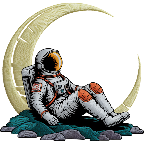 Custom Astronaut Moon Sitting DTF Printing in Galaxy Collection