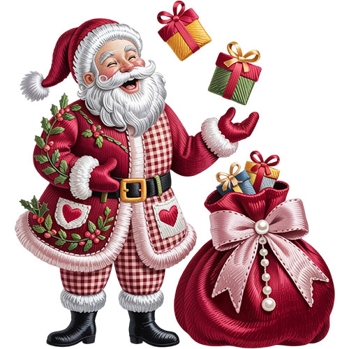 Various custom Christmas DTF printing products on display