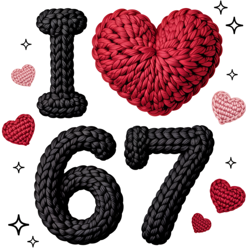 Heart 67 Red Black DTF Transfer for T-Shirts & Apparel - Love Category