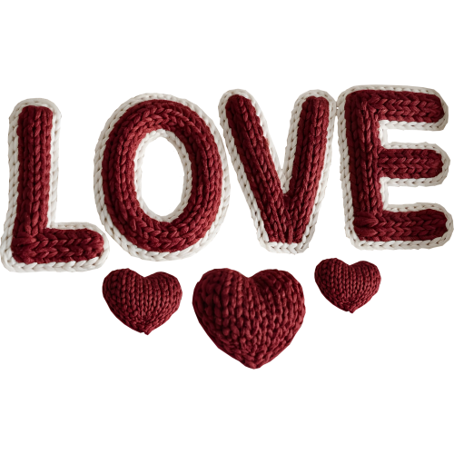 Yarn Faux Valentine Varsity Love custom DTF transfers for T-Shirts & Apparel