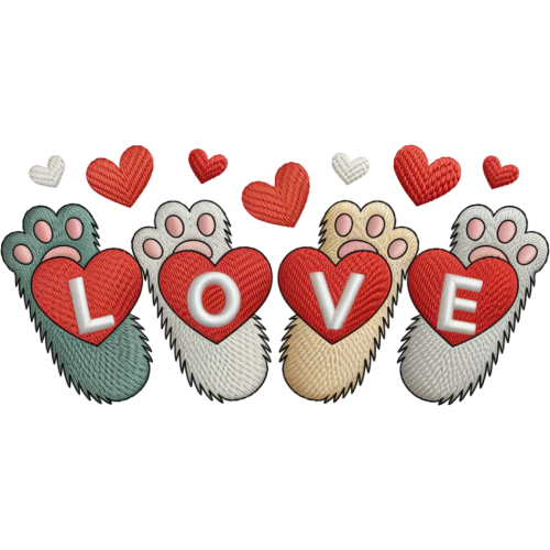 Colorful Dog Paw Love DTF Transfers for T-shirts - Premium Love Themed Designs