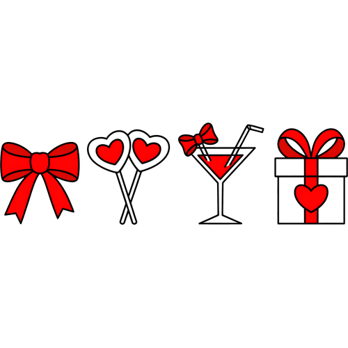 Coquette Valentine Bow Heart Candy Cocktail Gift DTF Transfers for T-shirts