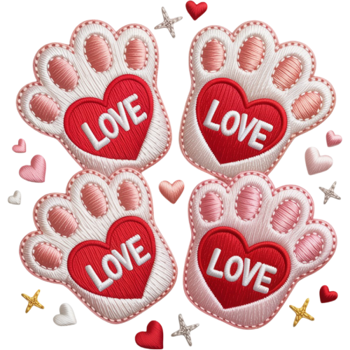 Premium Love DTF Transfers for T-shirts - Dog Paw love2