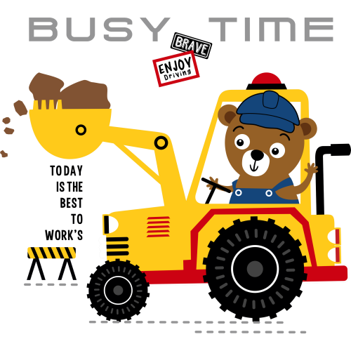 Custom DTF Ink Transfer Stickers for Busy Time Cartoons - Vibrant and Durable Designs