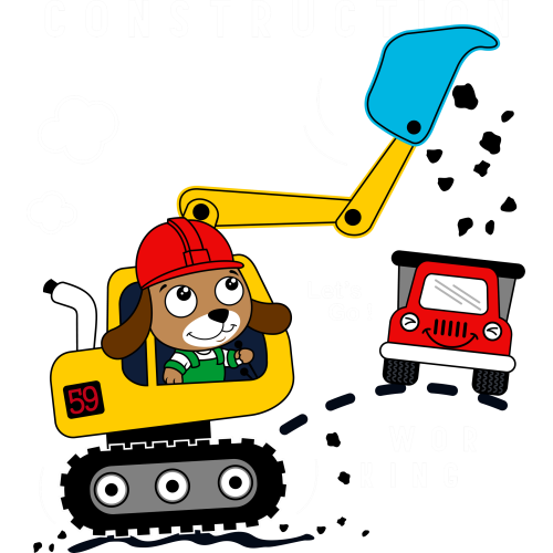 Custom DTF Printing Stickers for Construction Work Cartoons